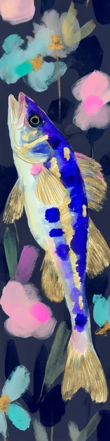 Free printable fish bookmark featuring blue back fish